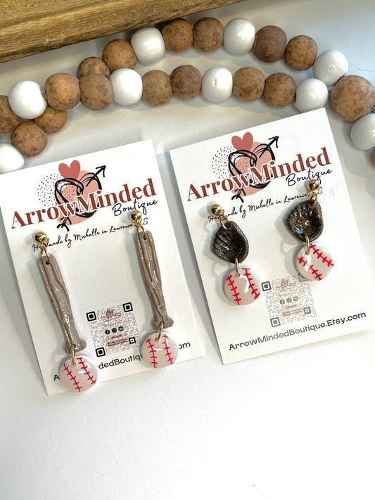 Handmade Baseball Dangle Earrings