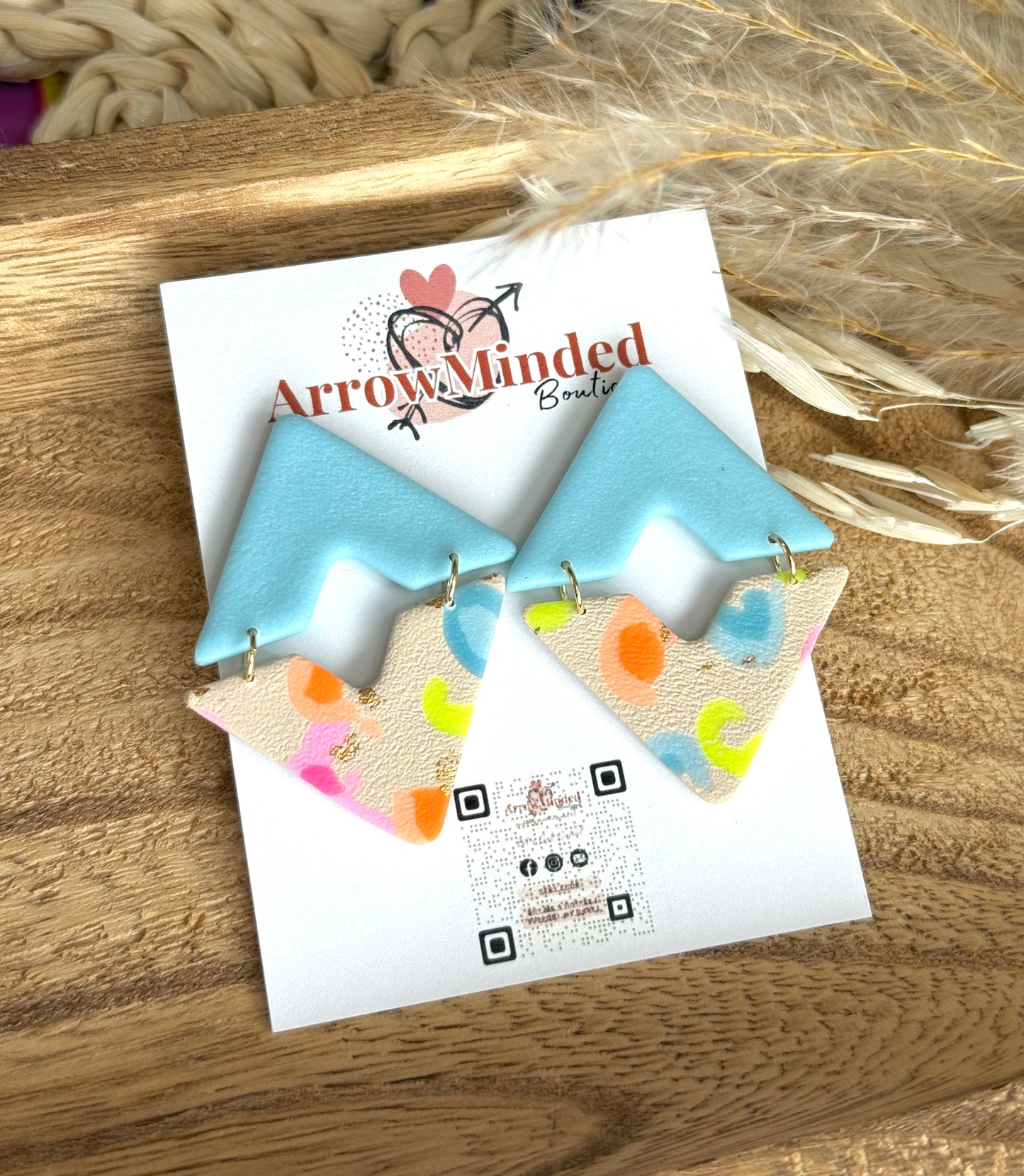 Handmade Neon & Neutral Chevron Earrings