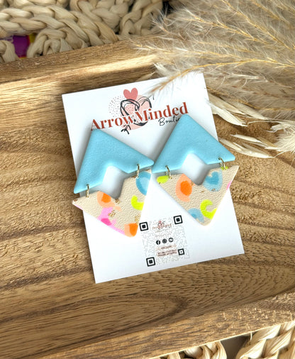 Handmade Neon & Neutral Chevron Earrings