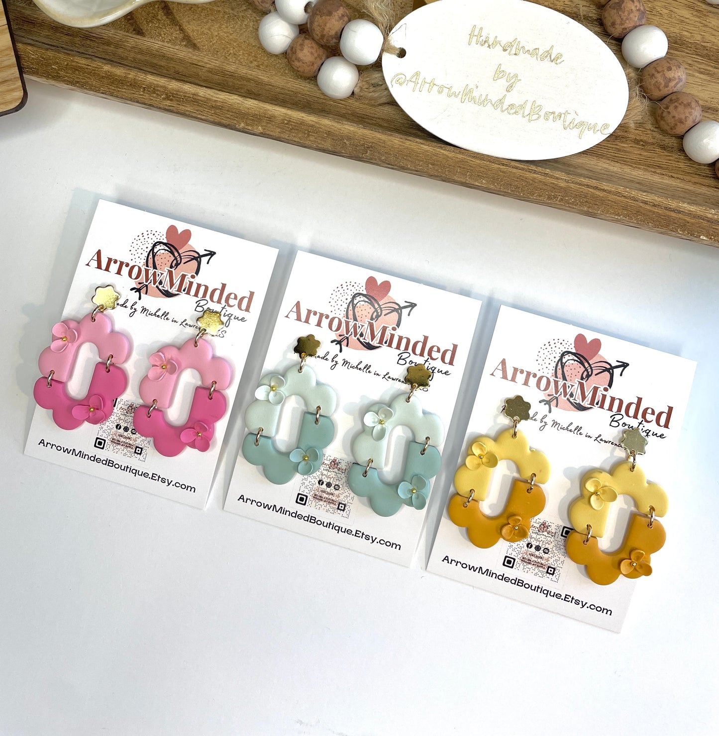 Handmade Scalloped Floral Arch Earrings