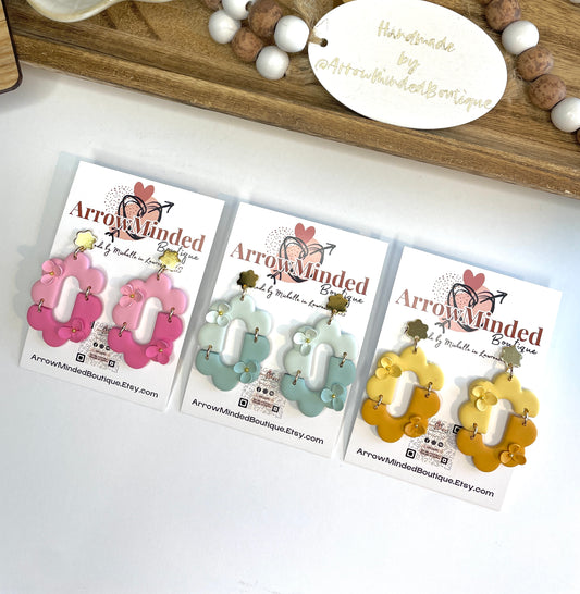 Handmade Scalloped Floral Arch Earrings