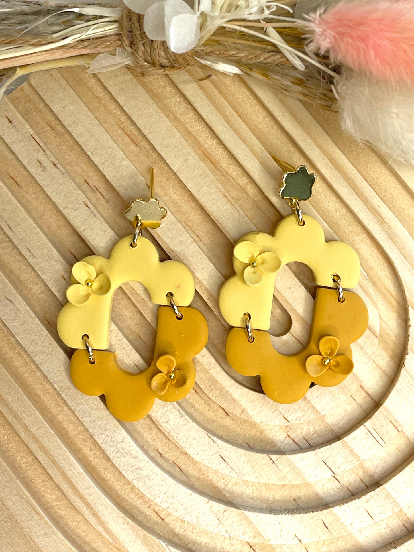 Handmade Scalloped Floral Arch Earrings
