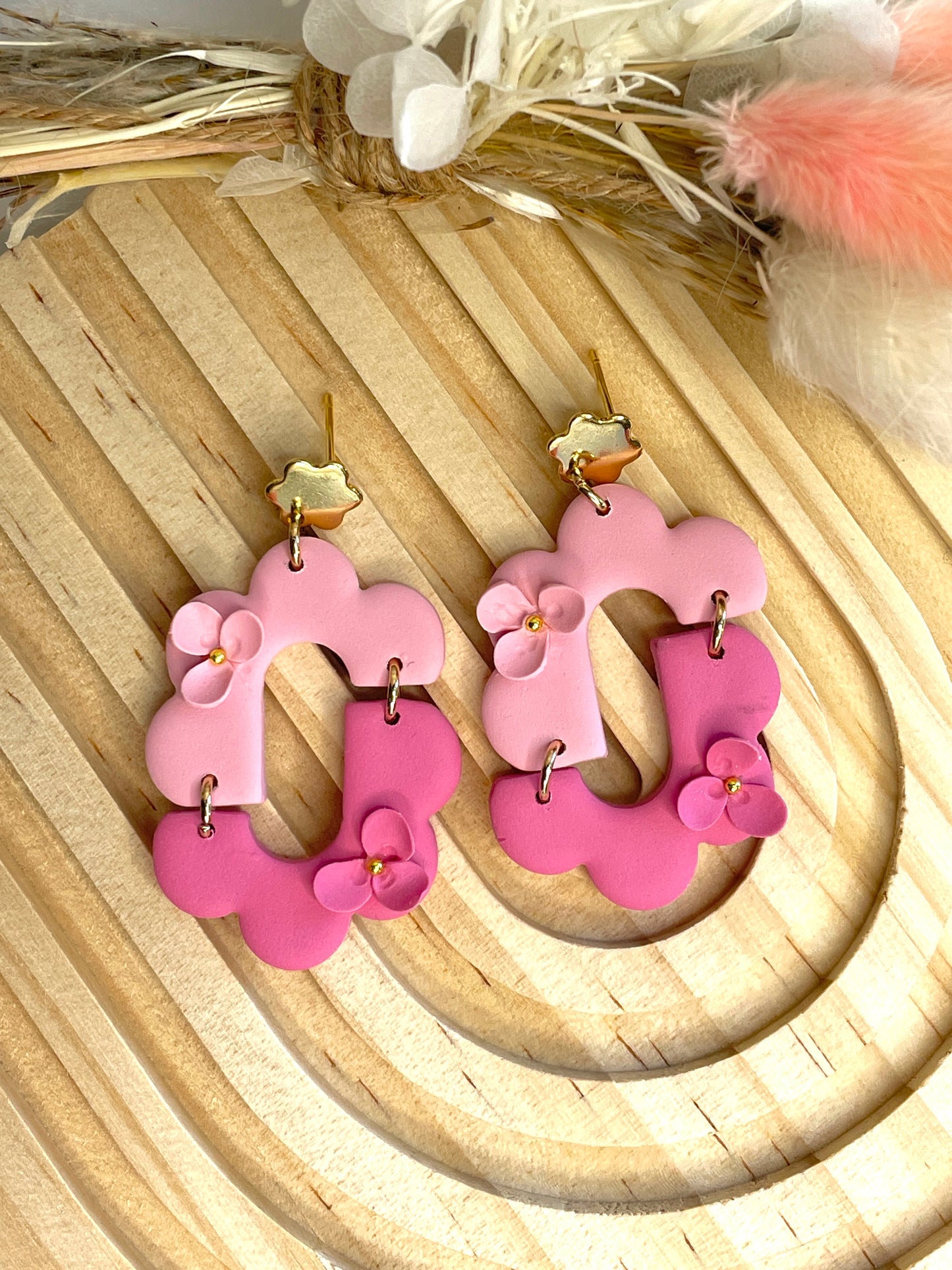 Handmade Scalloped Floral Arch Earrings
