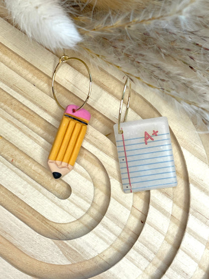 Handmade Pencil and Paper School Inspired Earrings