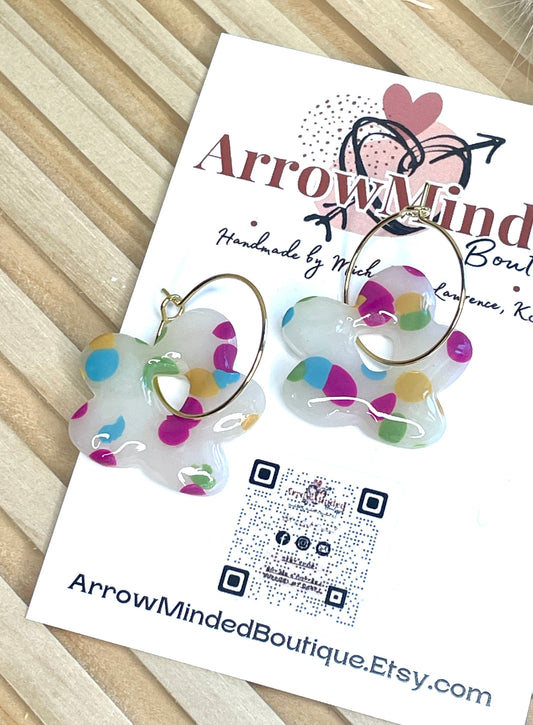 Handmade Colorful Dots Flower Hoops