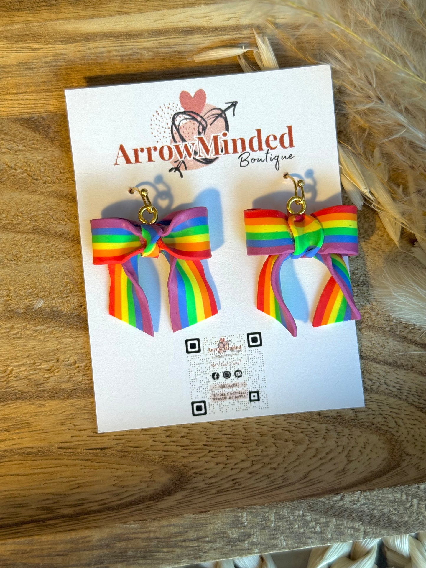 Handmade Perfectly Pride Bow Earrings