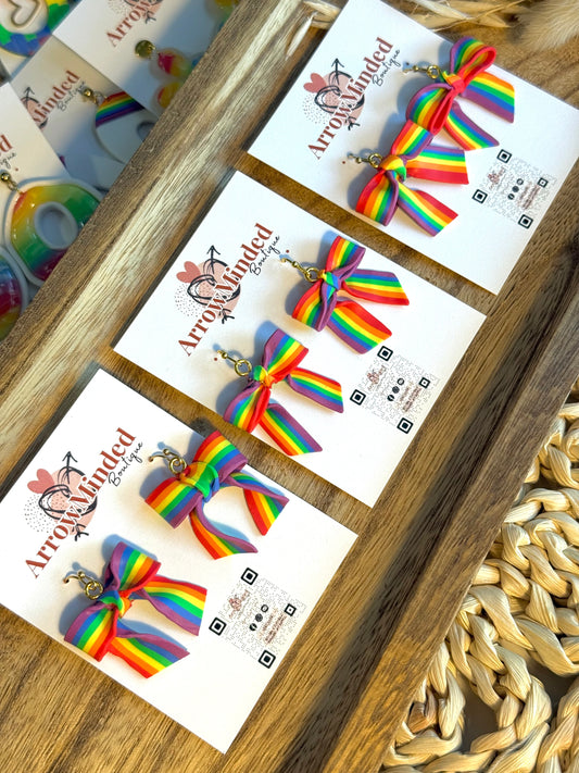 Handmade Perfectly Pride Bow Earrings