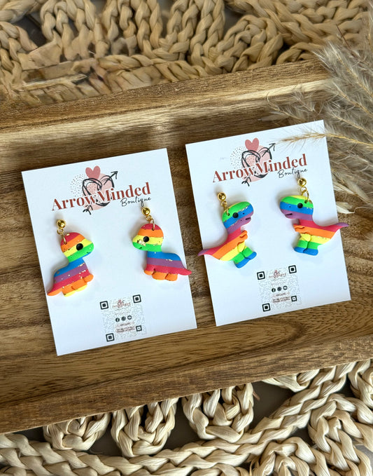 Handmade Jurassic Love Pride Dinosaur Earrings