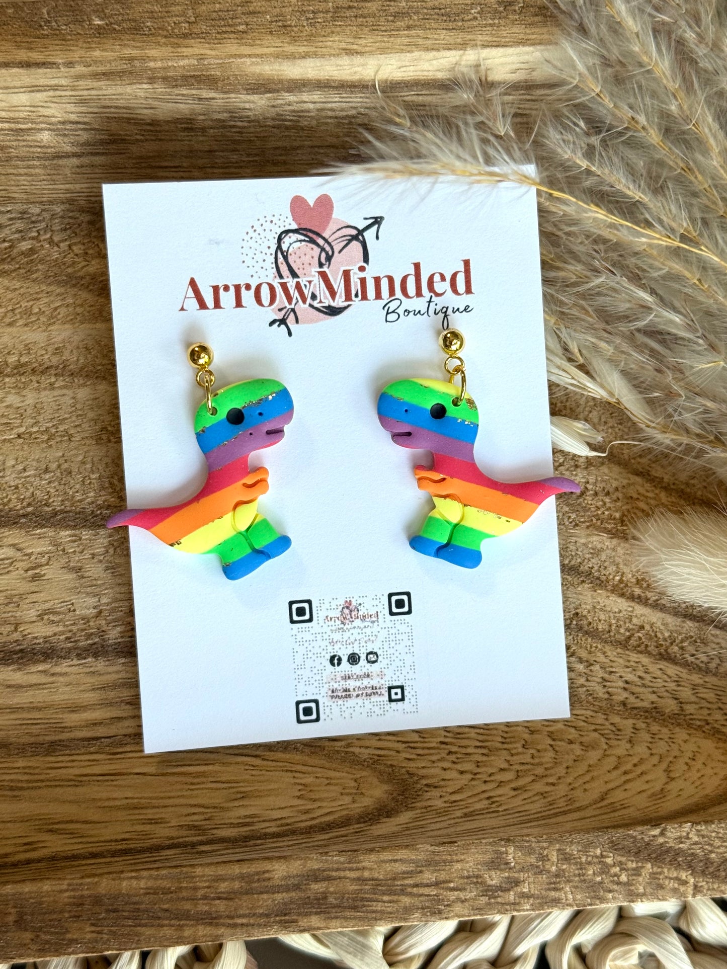 Handmade Jurassic Love Pride Dinosaur Earrings