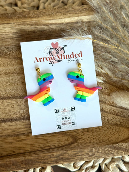 Handmade Jurassic Love Pride Dinosaur Earrings