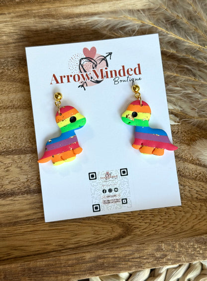 Handmade Jurassic Love Pride Dinosaur Earrings