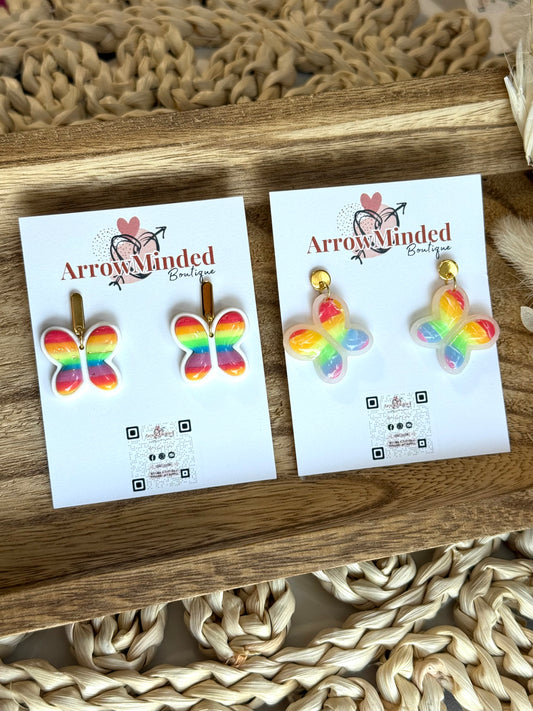 Handmade Flying with Pride Butterfly Earrings