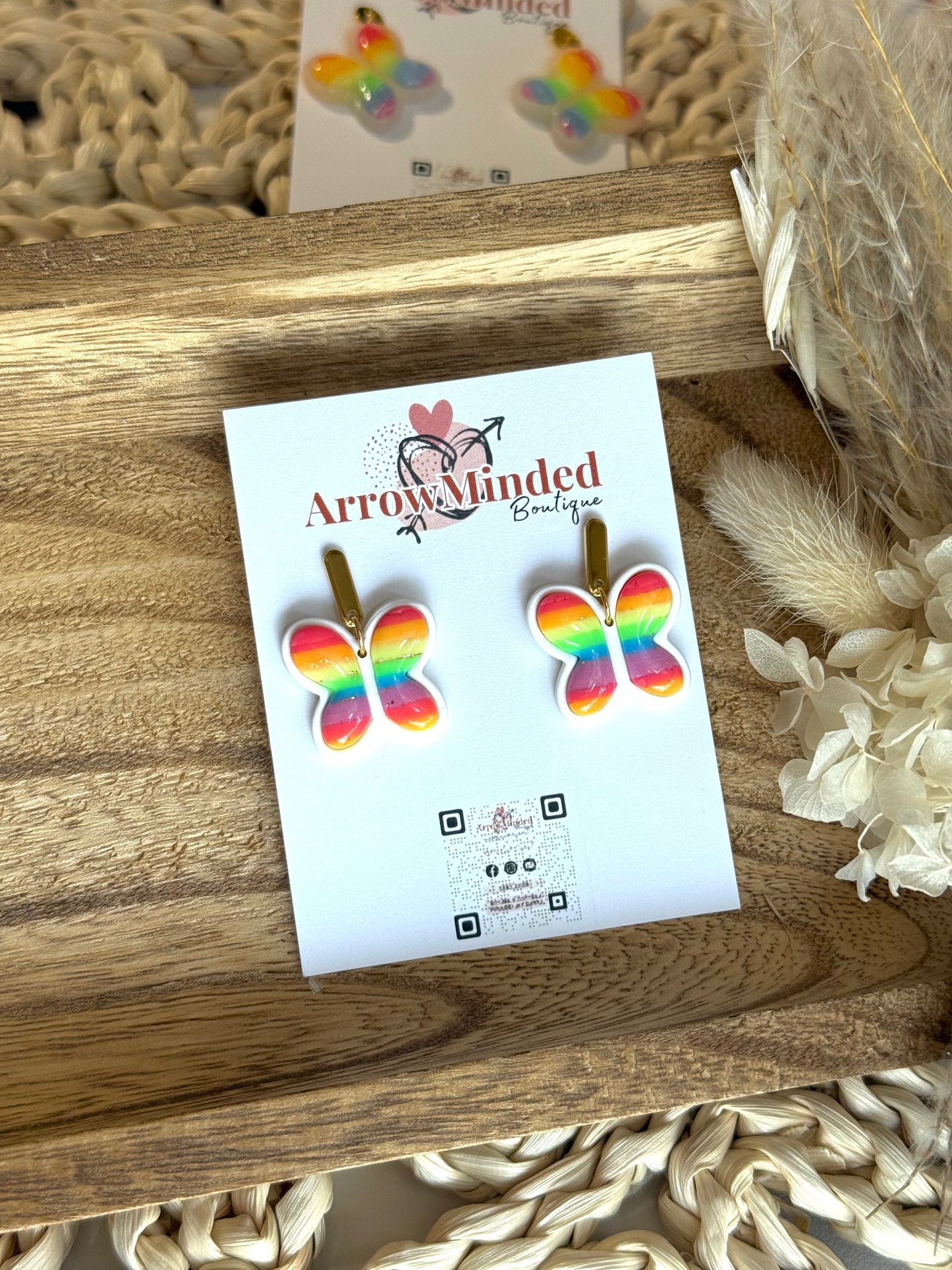 Handmade Flying with Pride Butterfly Earrings