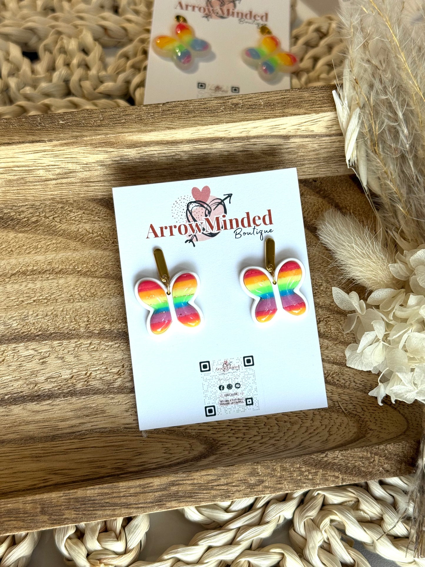 Handmade Flying with Pride Butterfly Earrings