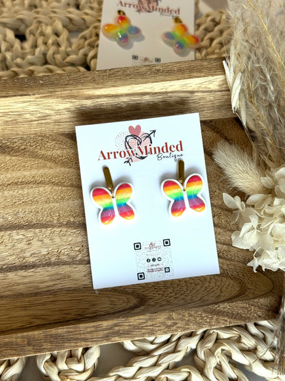 Handmade Flying with Pride Butterfly Earrings