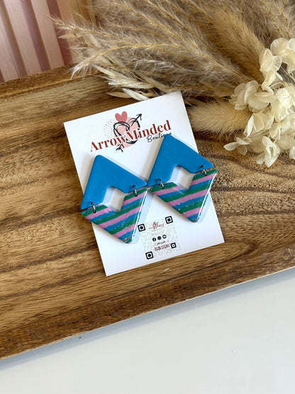 Handmade Silver Meadows Chevron Earrings
