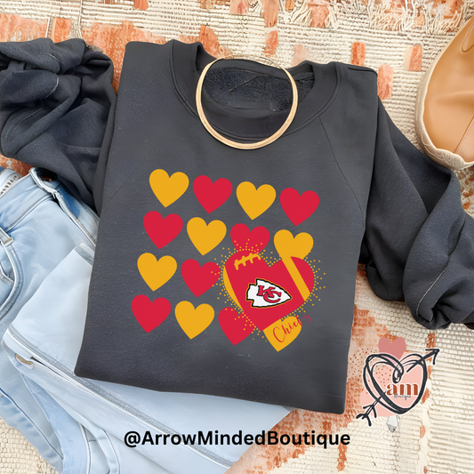 Kansas City Football Heart Design Unisex Softstyle Sweatshirt