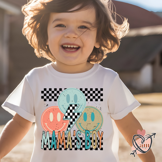 Mama's Boy Matching 'Boy Mom' Retro Smiley Graphic T-Shirt