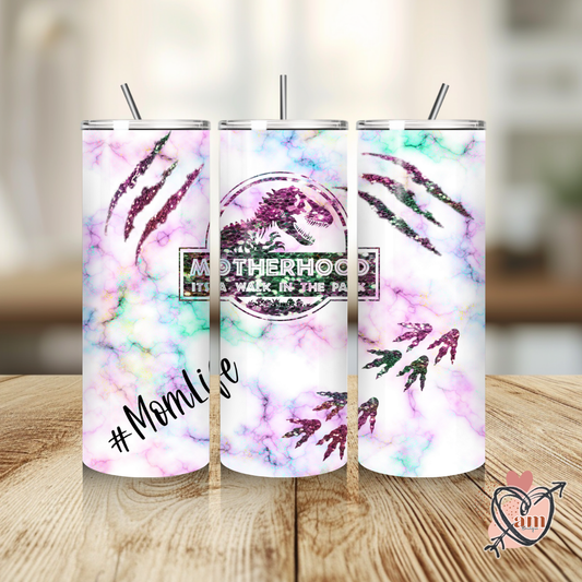 Motherhood It's A Walk in the Park, Dinosaur Tumbler, 20 oz