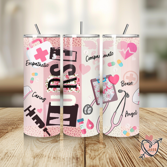 Empowered Nurse Tumbler: Filled with Words of Strength & Positivity, 20 oz