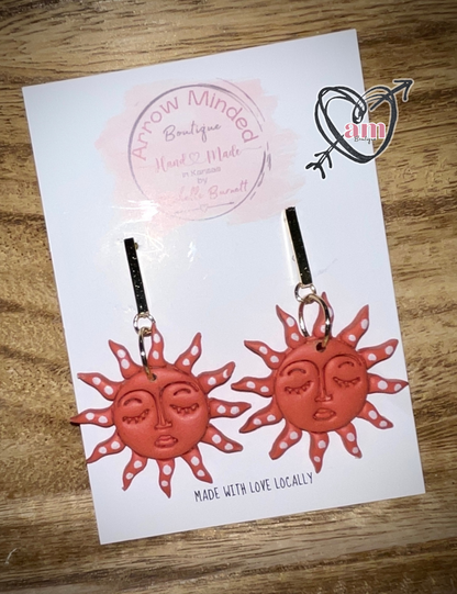 Handmade Celestial Sun Dangle Earrings