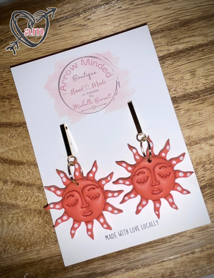 Handmade Celestial Sun Dangle Earrings