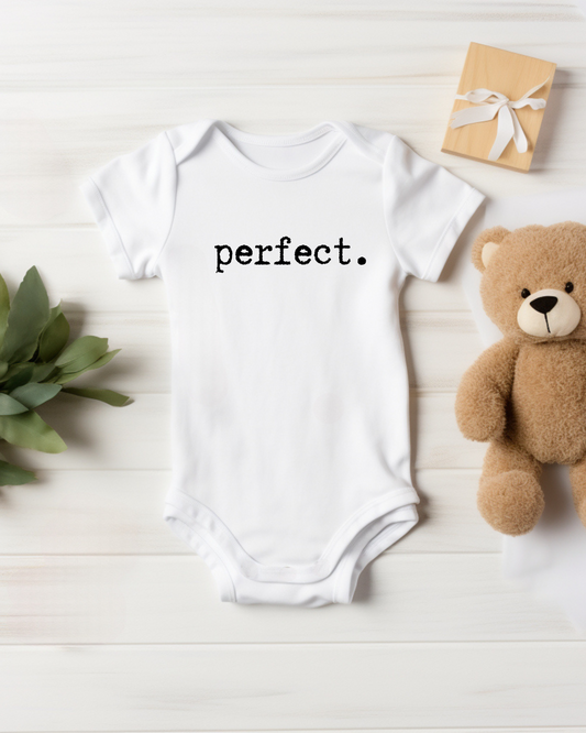 Baby Bodysuit "Perfect" in Typewriter Font