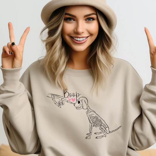 Skeleton Dog Nose Boop Sweatshirt