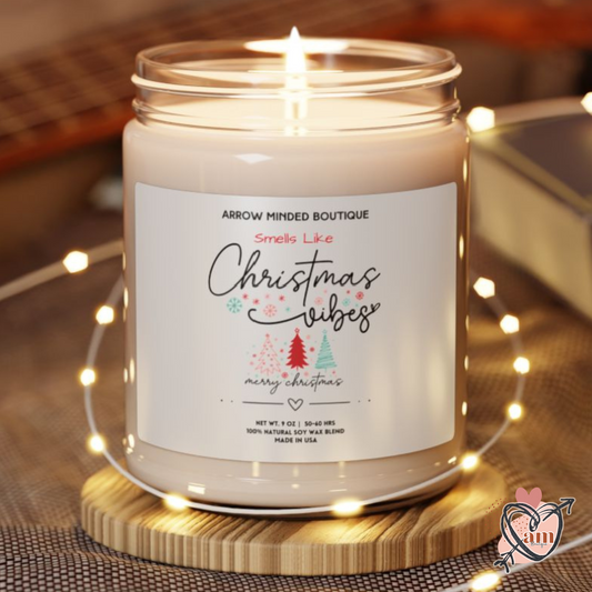 Candle for the Holiday's, "Smells Like Christmas Vibes" Candle Fun Label, Christmas Gift