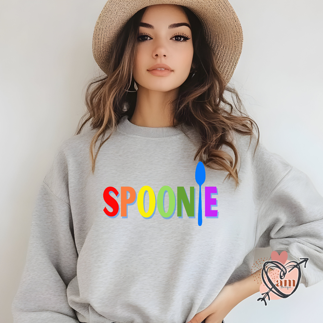 Spoonie Sweatshirt, Chronic Illness Warrior Rainbow Design