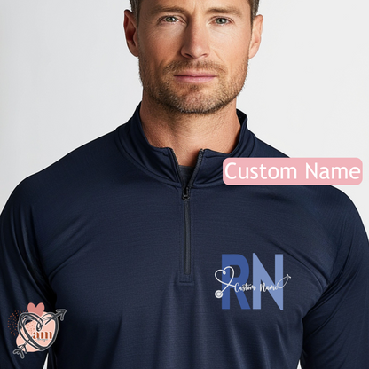 Custom Nurse RN Quarter Zip Athlete Shirt
