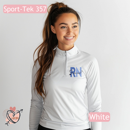 Custom Nurse RN Quarter Zip Athlete Shirt