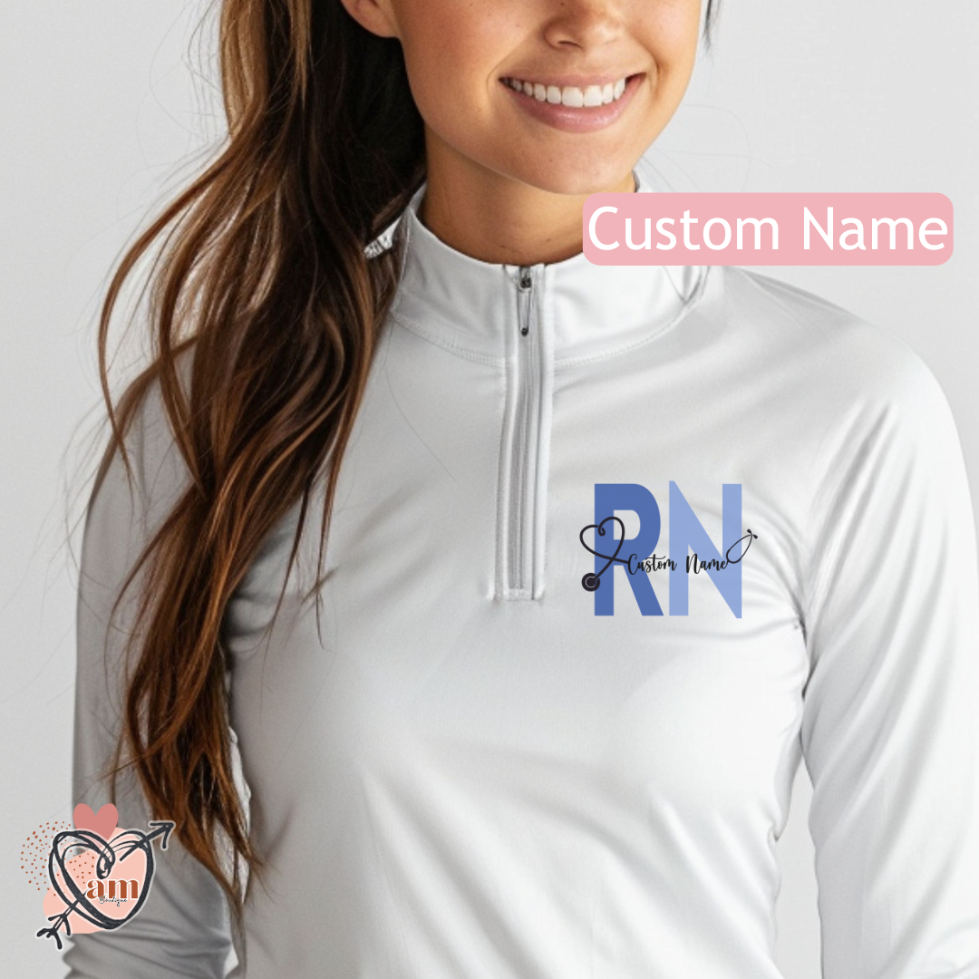 Custom Nurse RN Quarter Zip Athlete Shirt