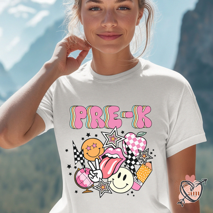 Teacher Retro School Checkered Tee - Customize Grade Level
