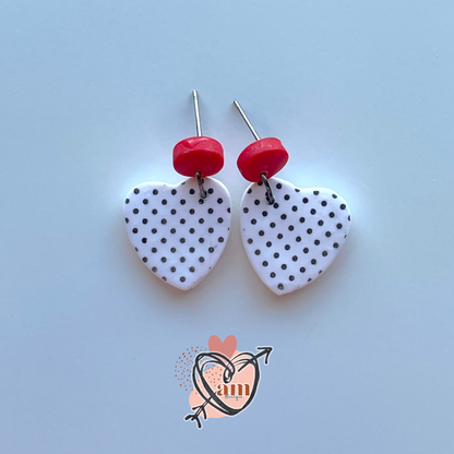 Handmade Polka-Dot Heart Dangles
