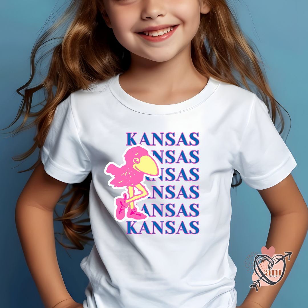 Youth Tee University of Kansas Pink Bird