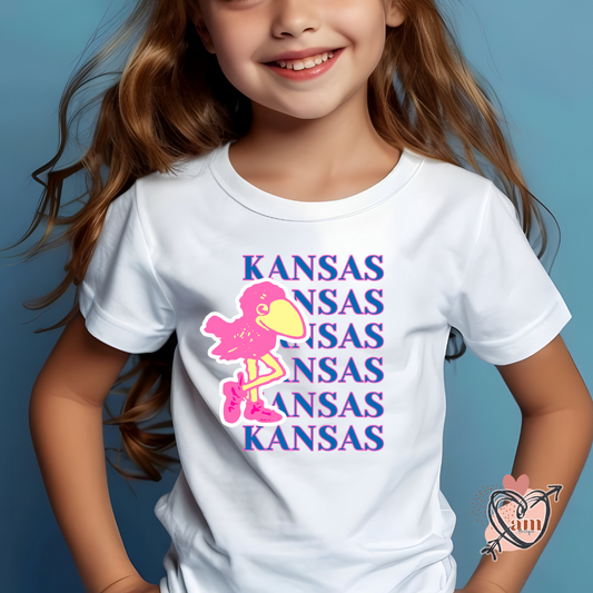 Youth Tee University of Kansas Pink Bird